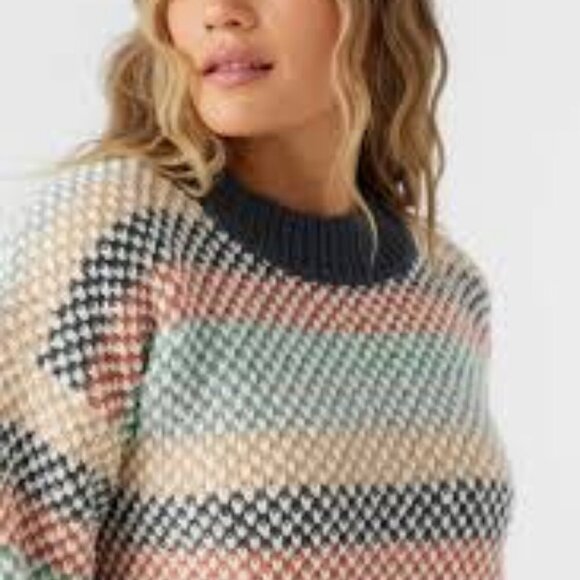 O'NEIL BILLIE CROPPED STRIPE SWEATER NWT - Picture 3 of 9